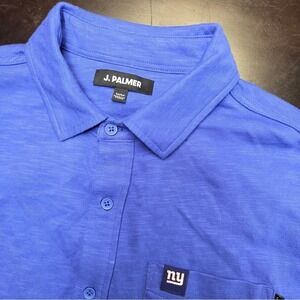 J Palmer Mens Blue NY Giants Long Sleeve Knit Casual Shirt Size M